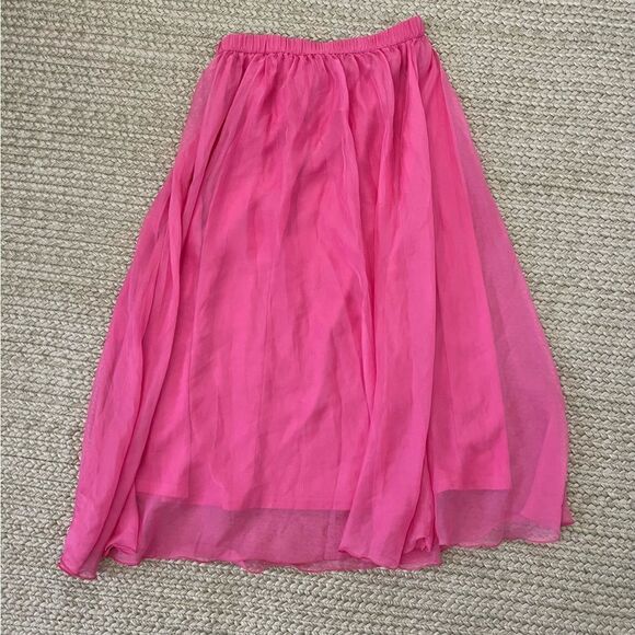 Divided pink fringe skirt womens size xs midi skirt E142 - Picture 2 of 4